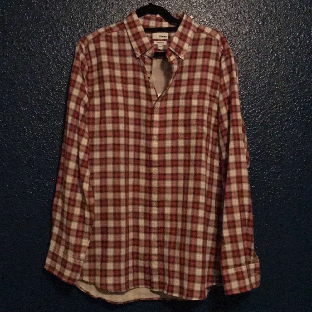 Men’s flannel red white black